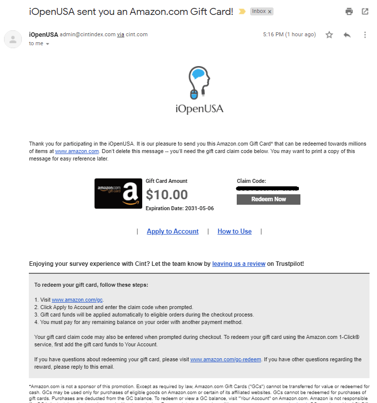 iopenusa Win Amazon Gift Card Codes by Taking Surveys