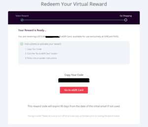 virtual rewards final screen